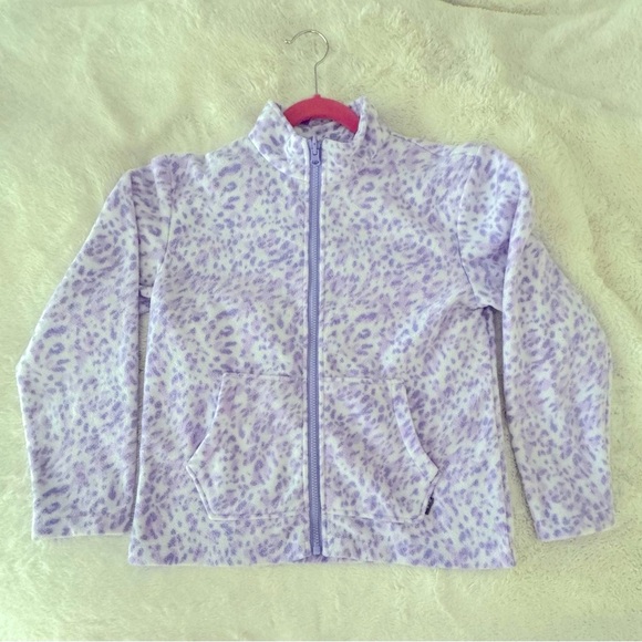 Eddie Bauer Girls Fleece Jacket, 10G, Lavender Leopard - Picture 1 of 7